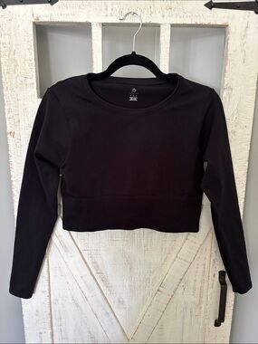 Offline by Aerie Black Cropped Long Sleeve Top